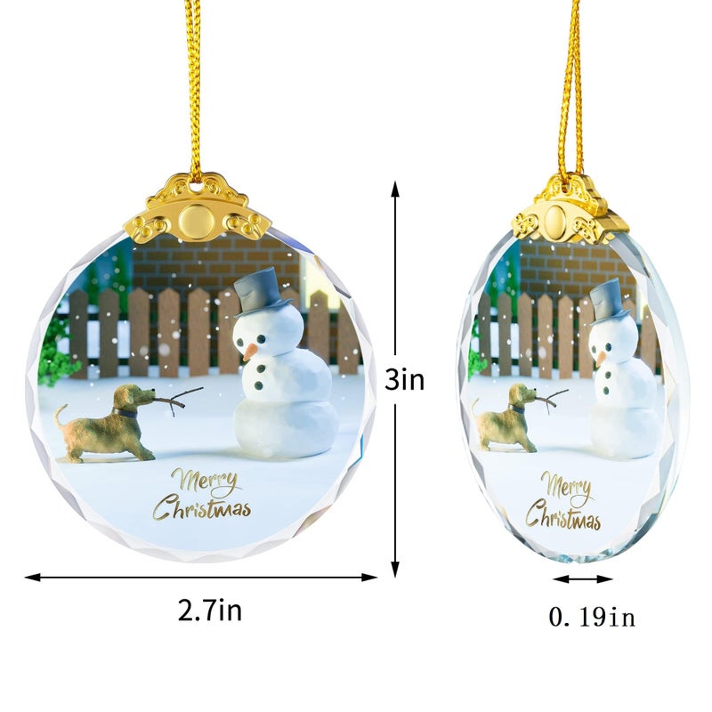 YouerCrystal Christmas Hanging Ornament 2024  Snowman Christmas Ornament Dog Shiny Decor Ornament Decoration for Christmas Tree  Crystal Home Decor Xmas Gifts (Dog and Snowman) - Image 2